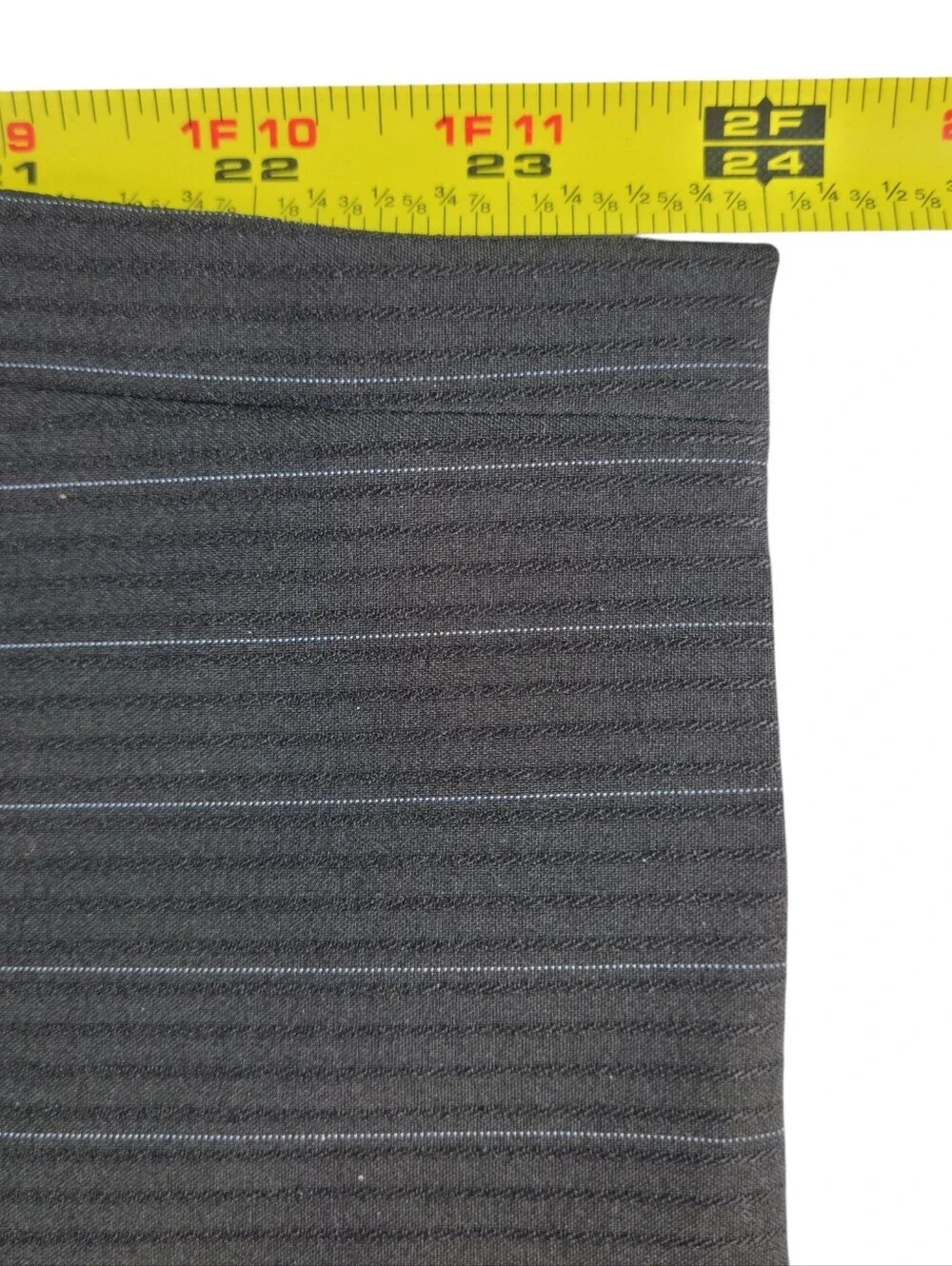 Tahari ASL Blazer Size 22W Black Blue Pinstripe Thick Stitch Trim Flap Pockets
